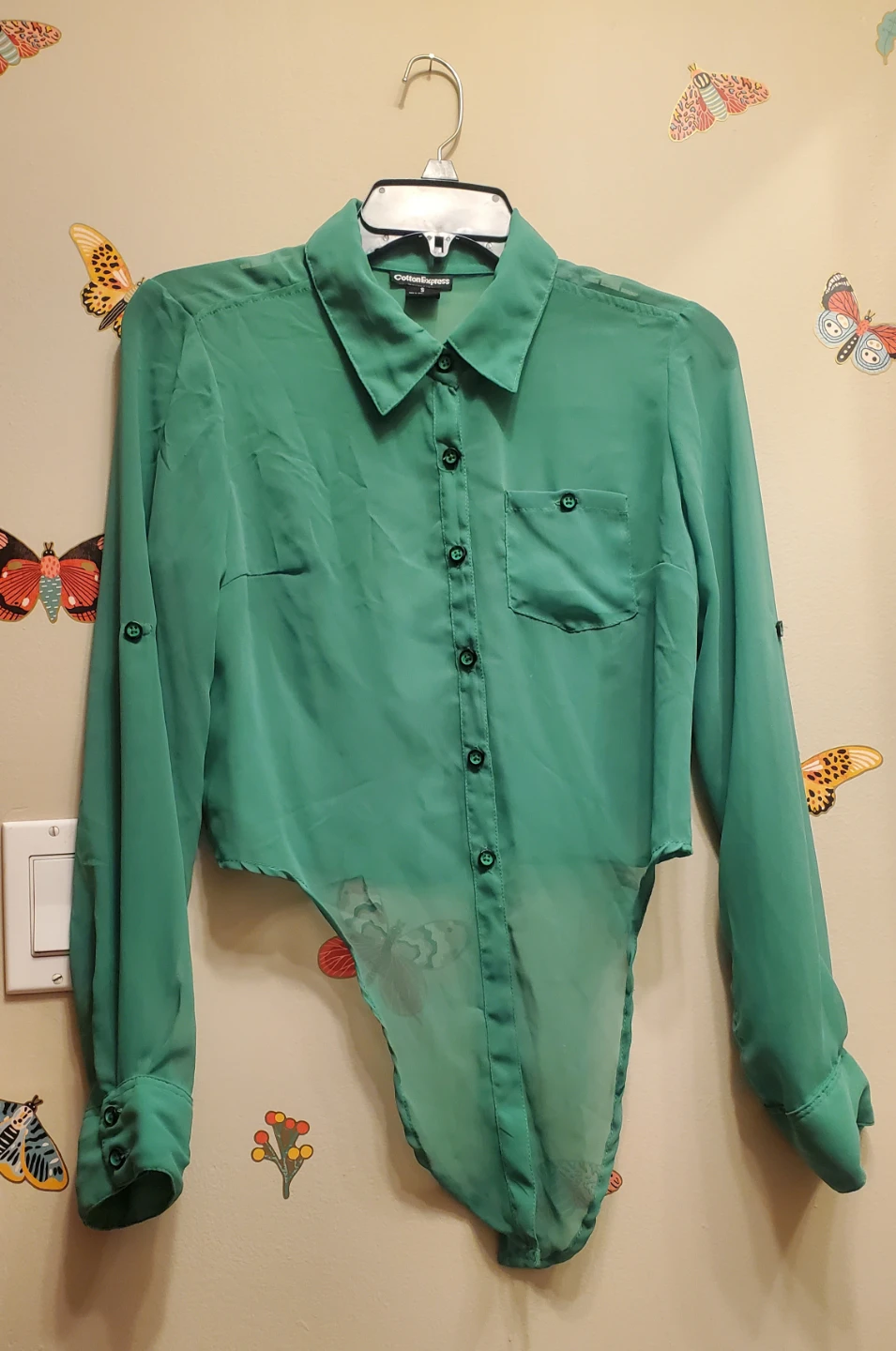 Cotton Express Green Tie-Front Blouse - photo 2