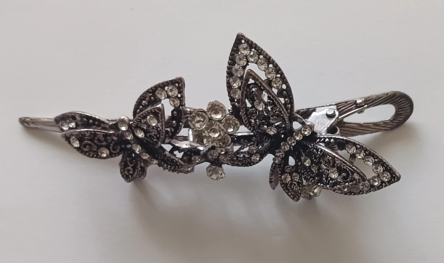 Butterfly and Floral Rhinestone Hair Clip - photo 3