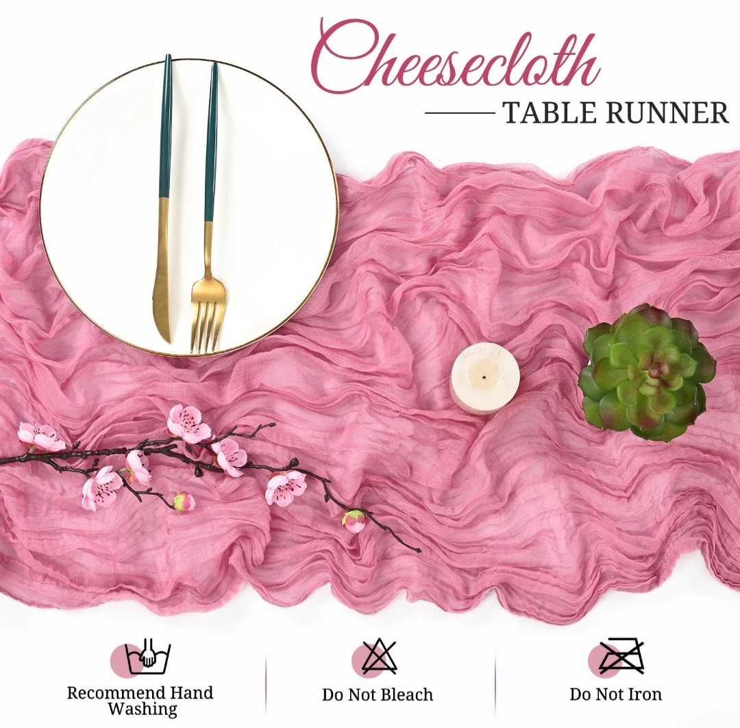 Pink Cheesecloth Table Runner- Set of 4 - photo 3