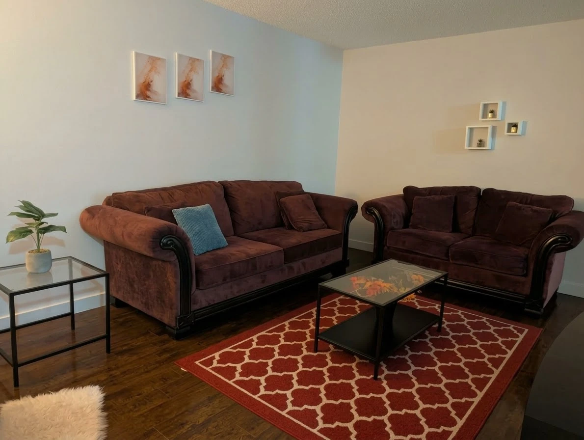 Two-Piece Dark Purple Sofa Set
