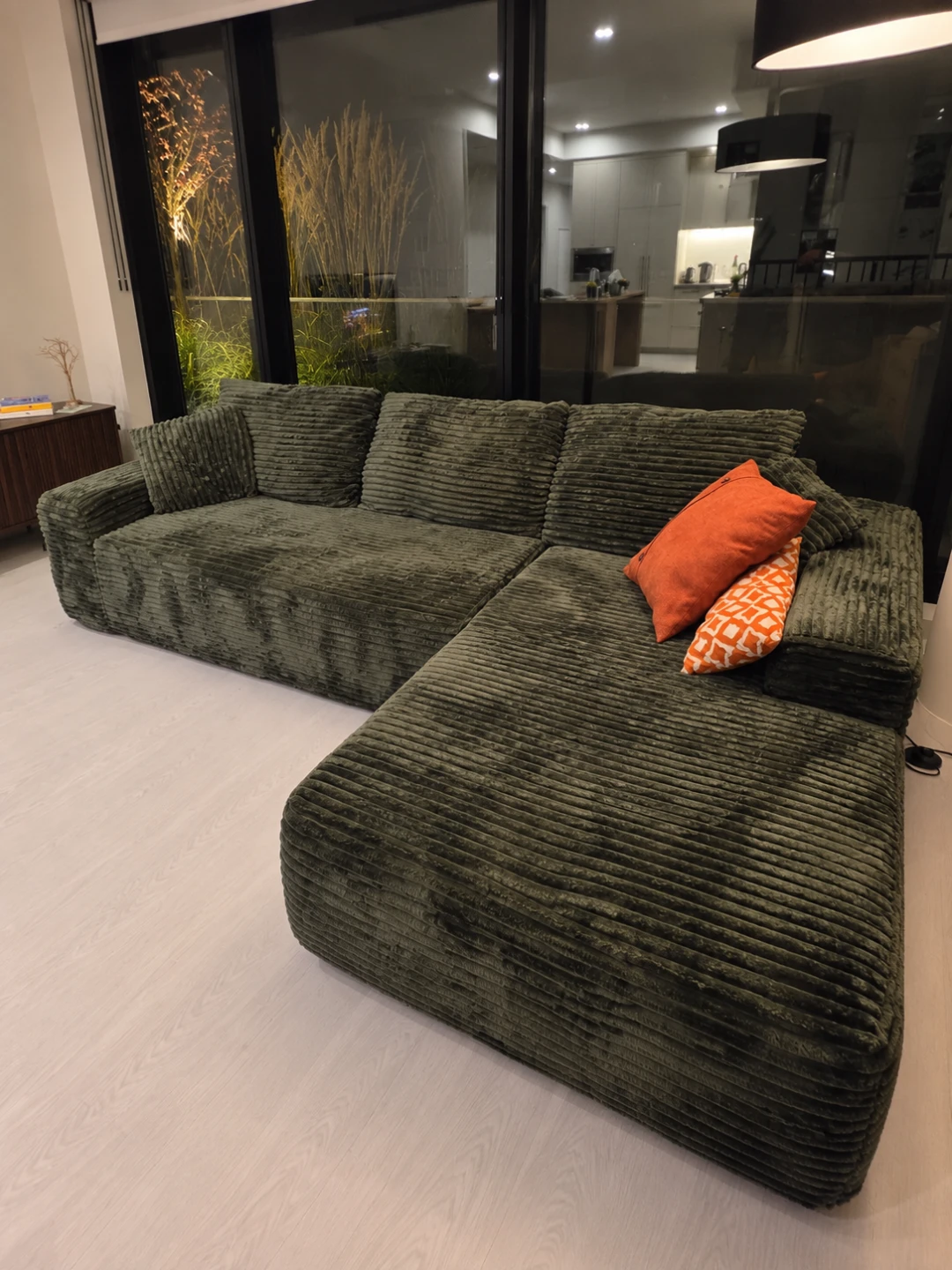 BRAND NEW Olive Green Corduroy Sectional with Chaise – $800 - photo 2