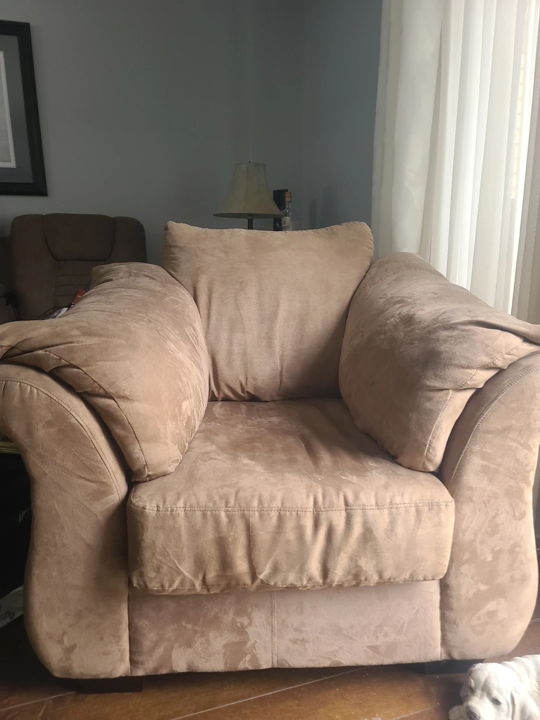 Tan microfiber armchair