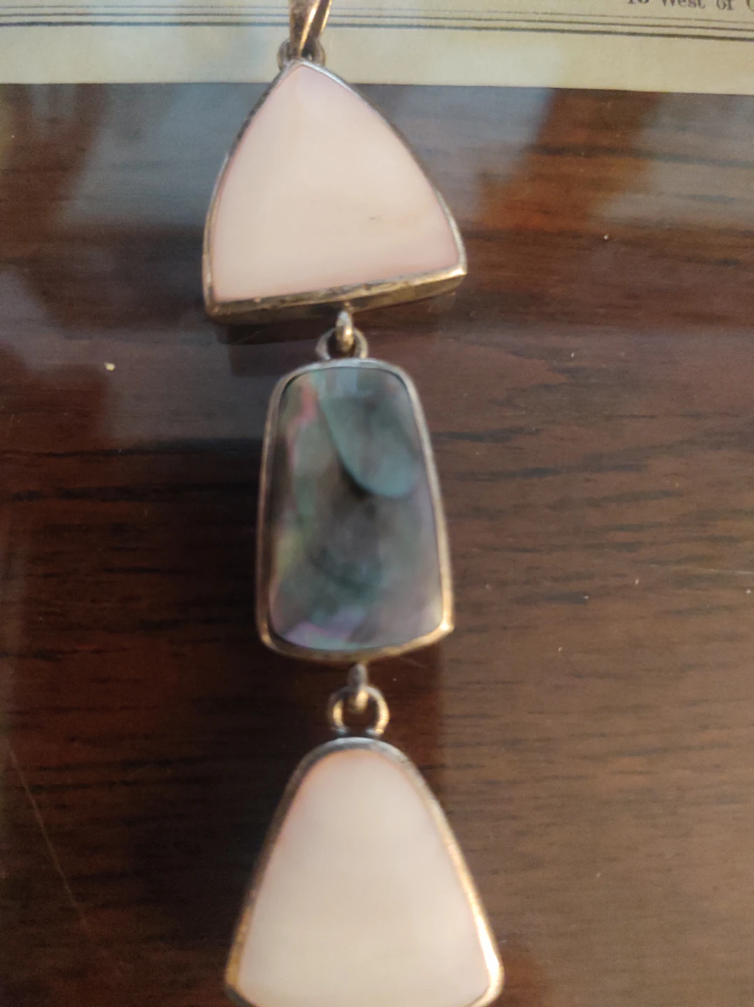 Three-piece mother of pearl and abalone pendant