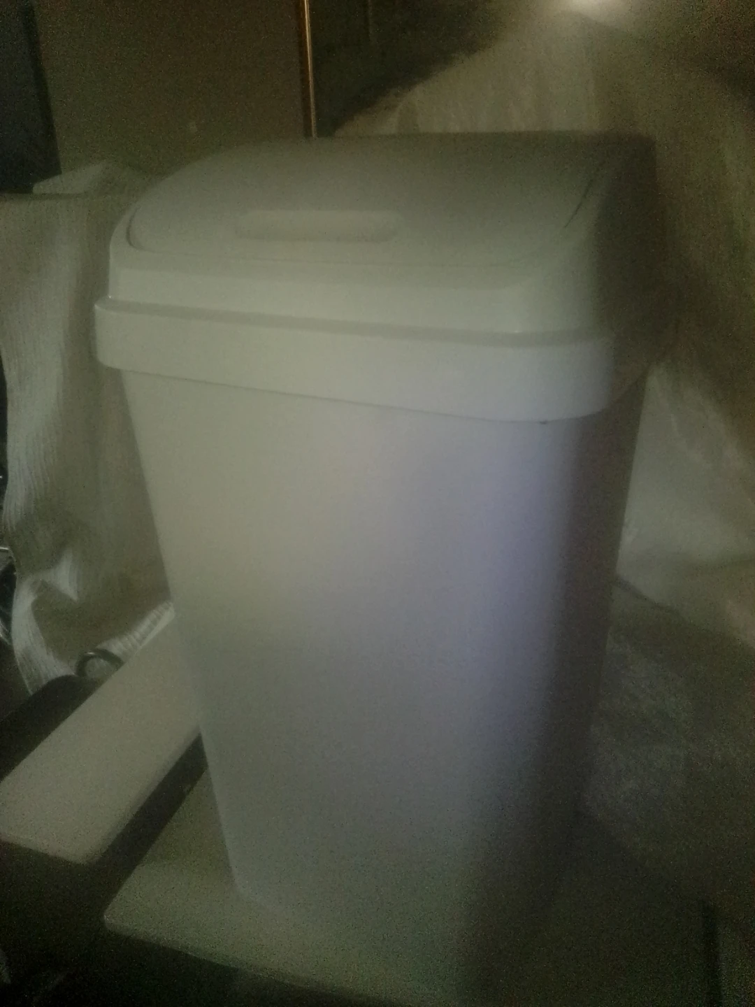 White Swing-Top Trash Can
