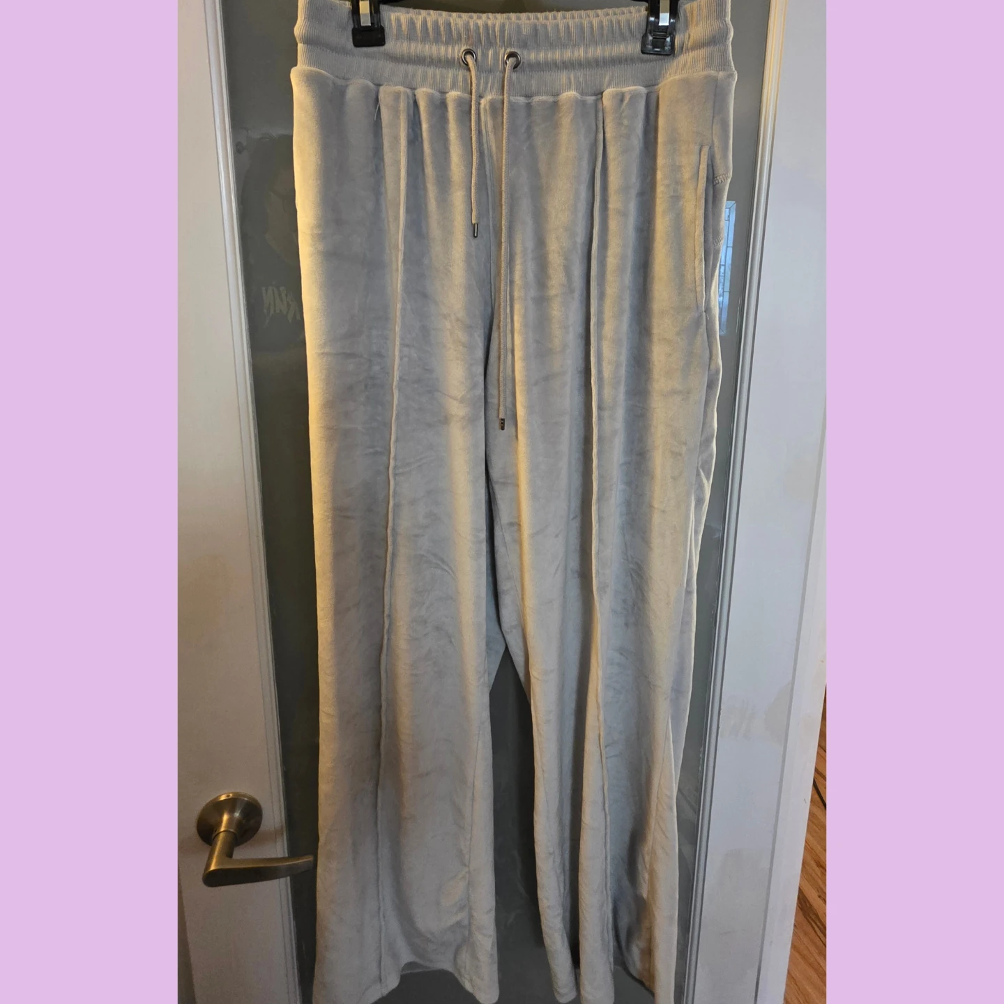 Love & Liberty Velour Wide-Leg Pants - Grey - Size XL