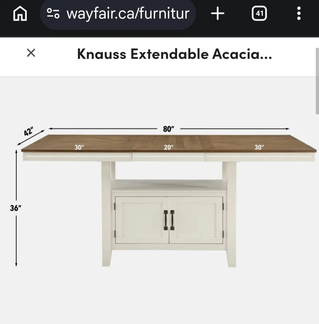 Dining table, extendable, with storage