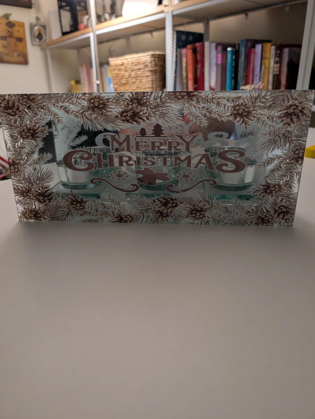 Merry Christmas Glass Candle Holder