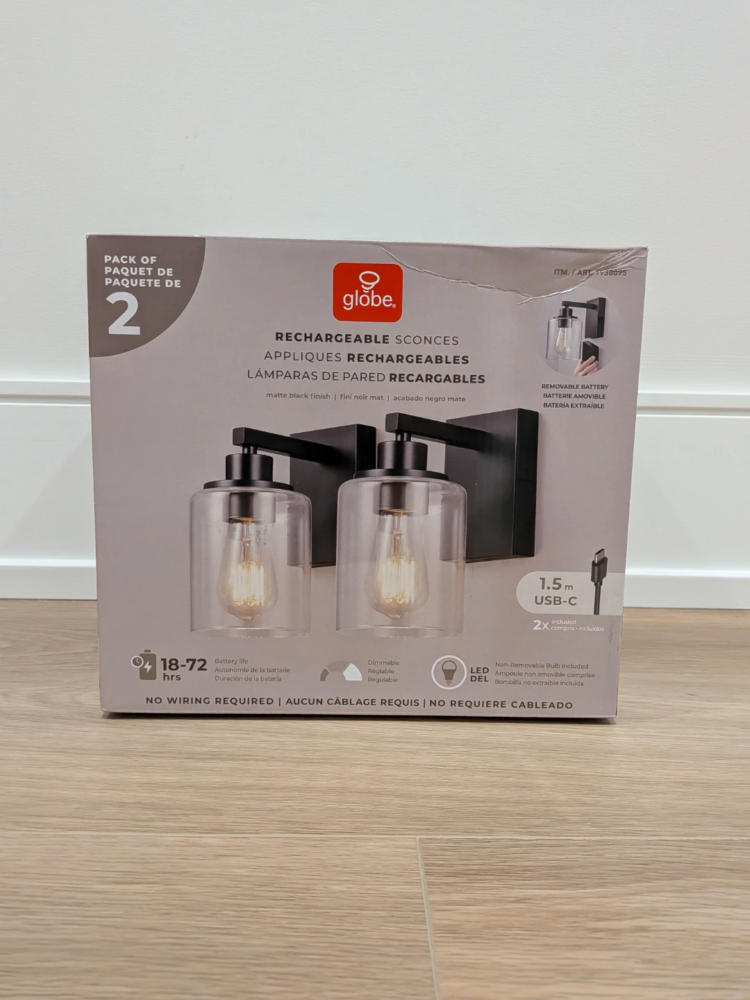 Globe Electric Rechargeable Sconces - 2 Pack