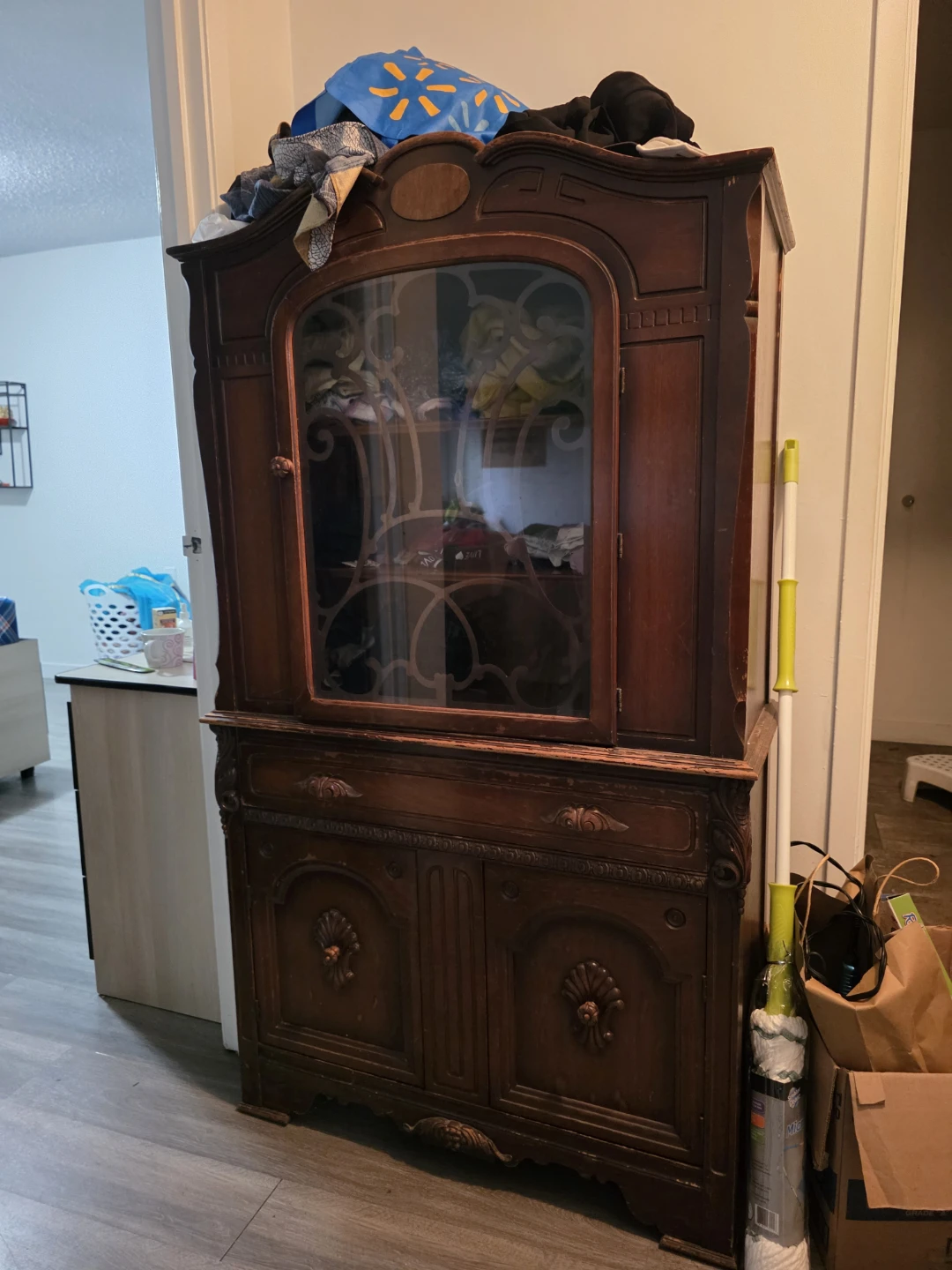 Vintage Wooden Curio Cabinet