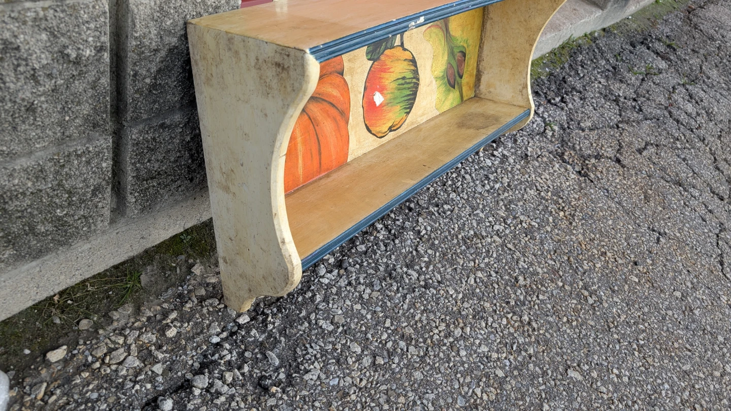 Wooden Wall Shelf with Hand-Painted Produce - photo 3