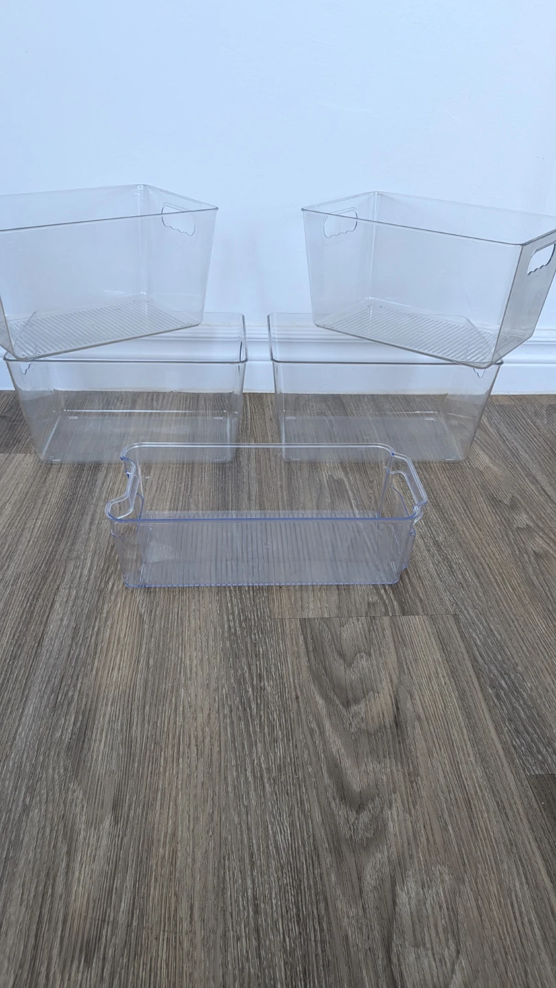 Set of 5 Clear Plastic Storage Bins