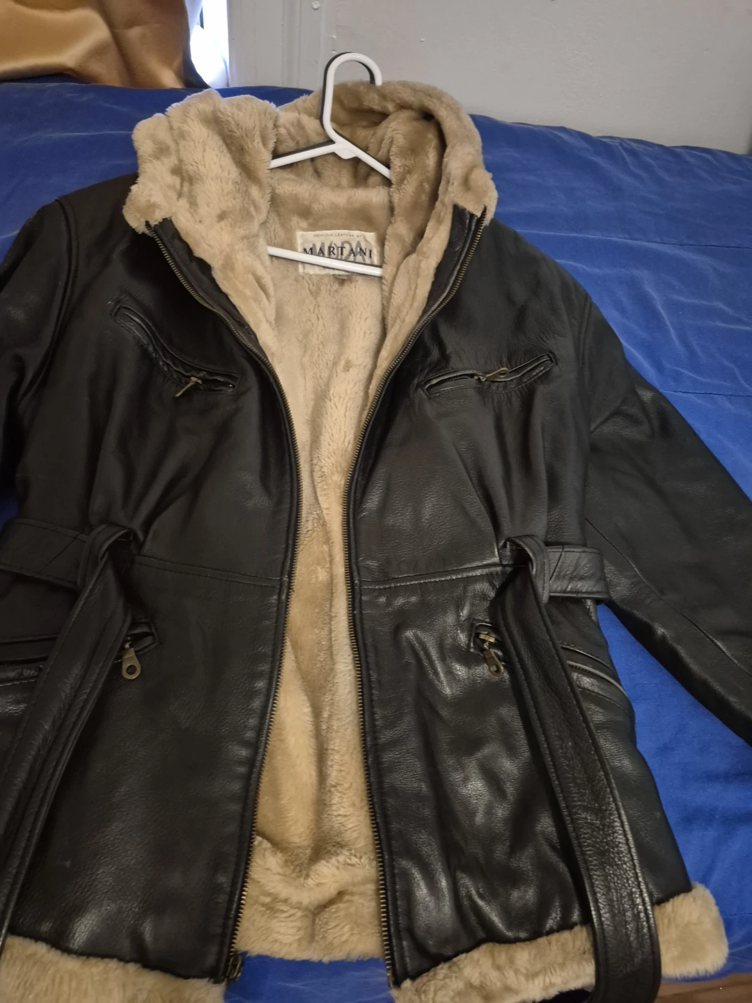 Martani Genuine Leather Hooded Jacket