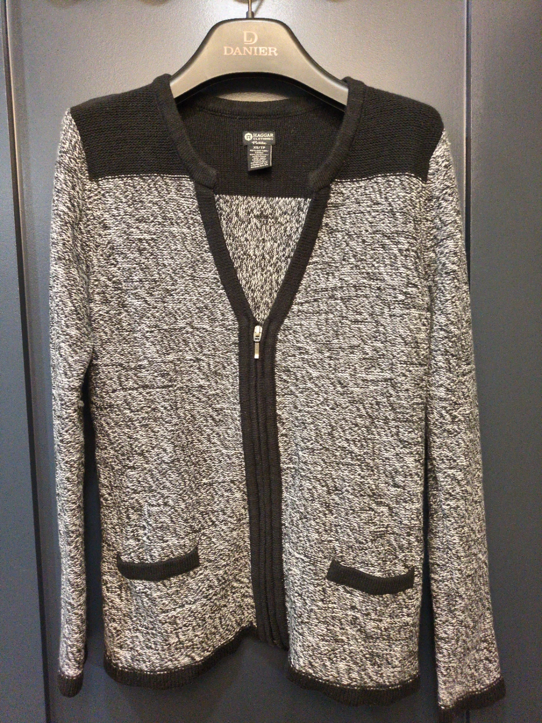 Free with purchase: Haggar Petite Zip-Up Knit Cardigan