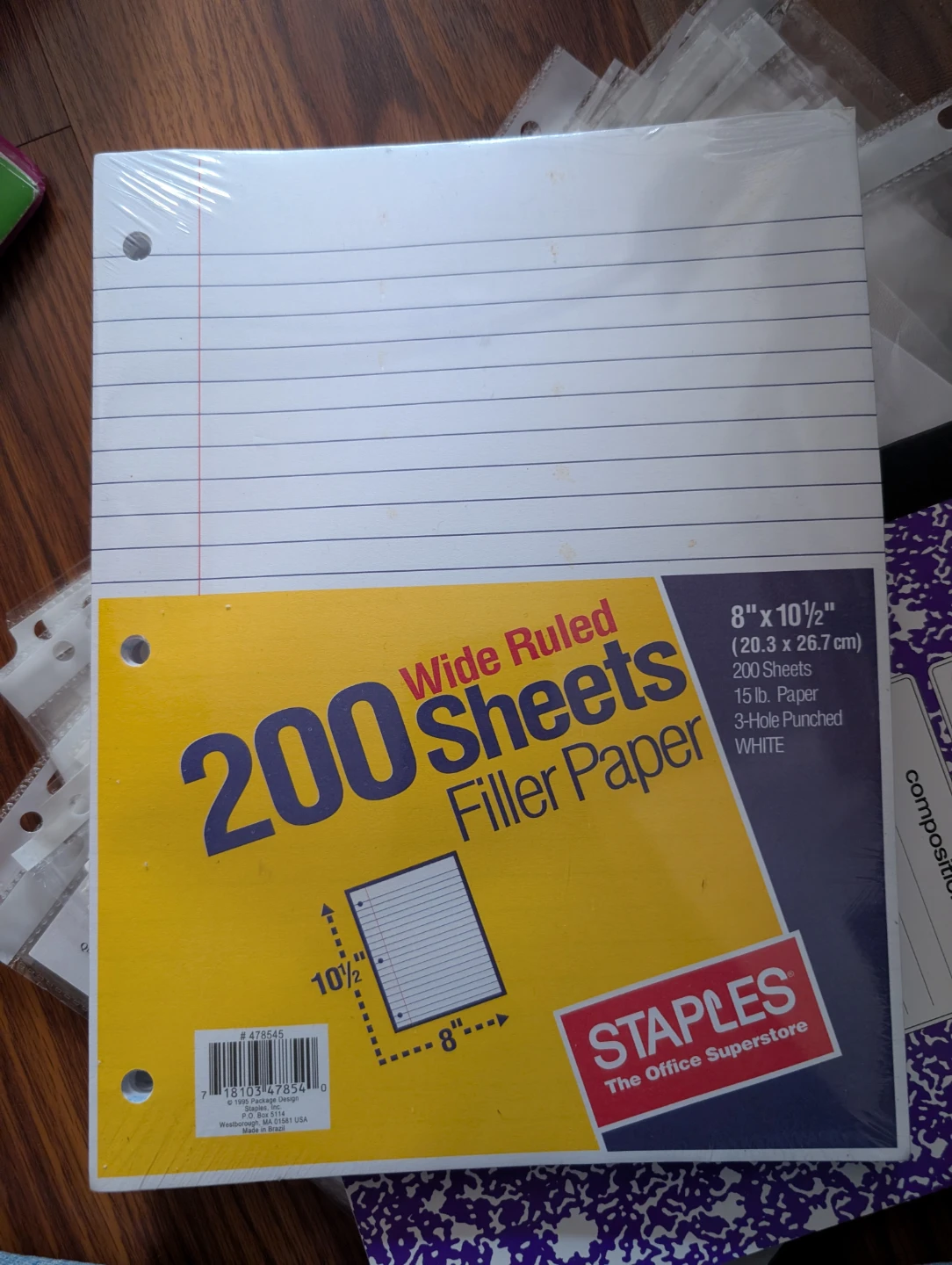 Staples Wide Ruled Filler Paper 200 Sheets