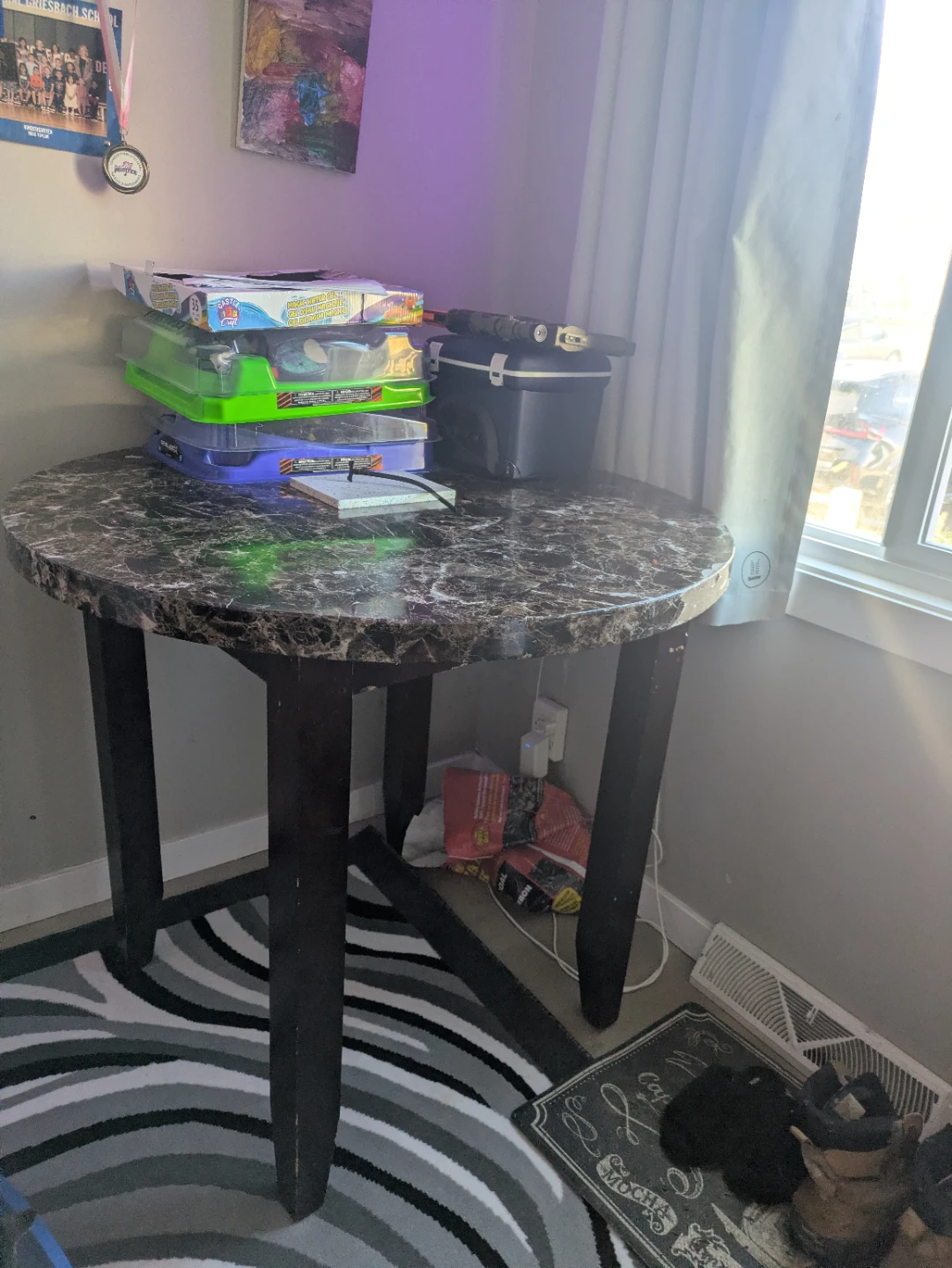 Round Faux Marble Accent Table