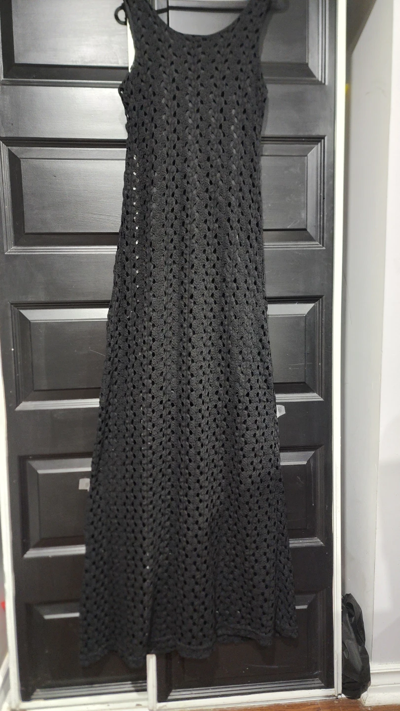 Black Crochet Maxi Dress