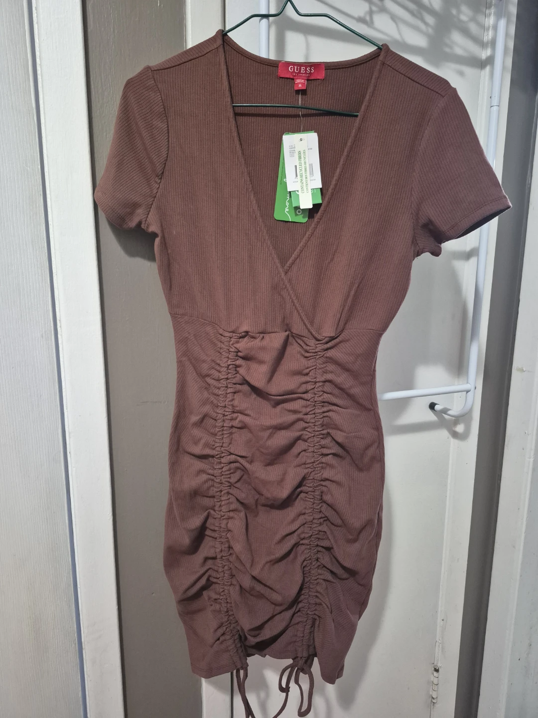 Guess Hayden Ruched Dress - Brown - Size M - photo 3