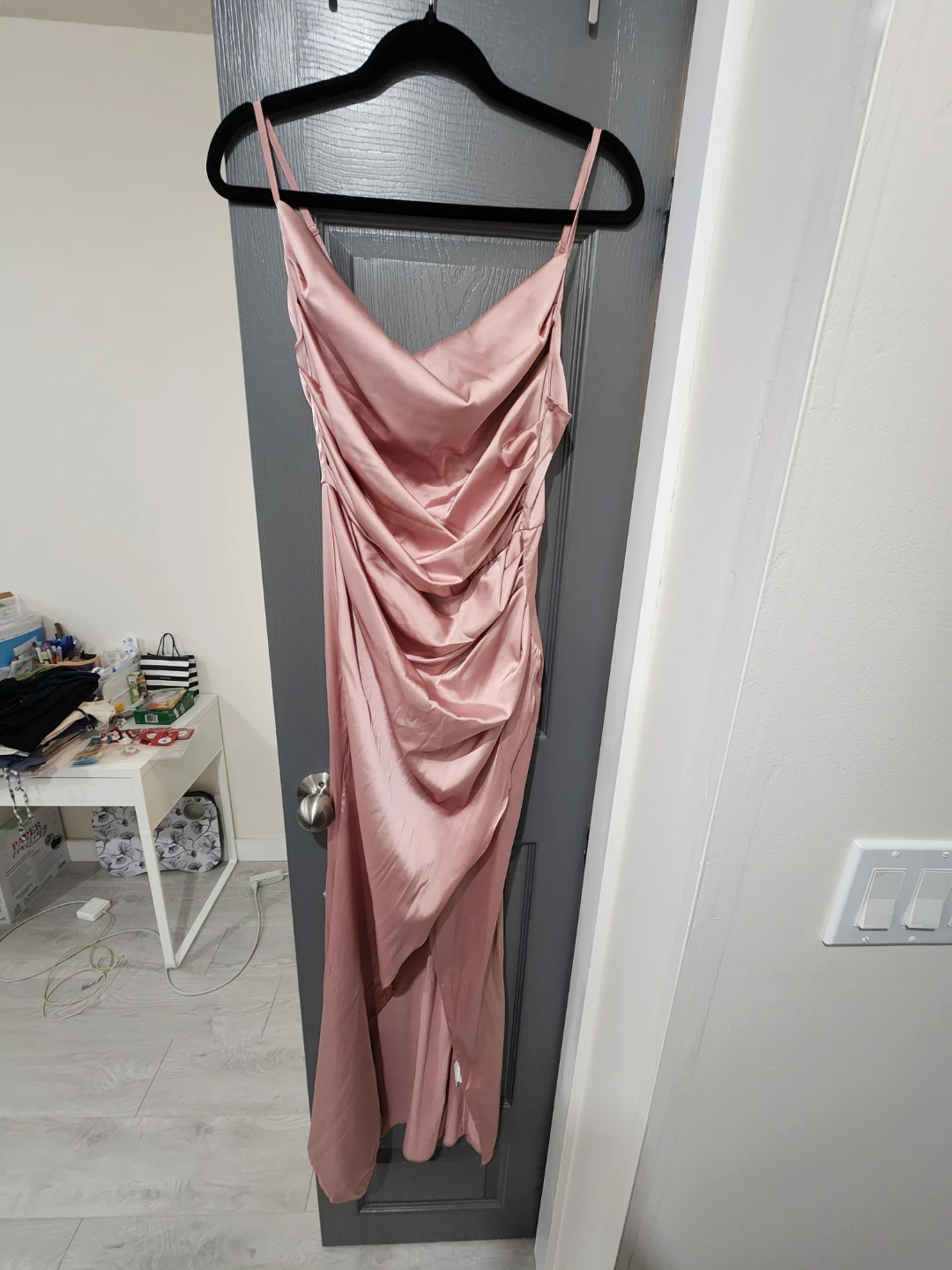 Pink Satin Maxi Dress