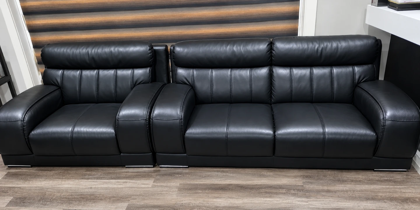 Black leather sofa - photo 3