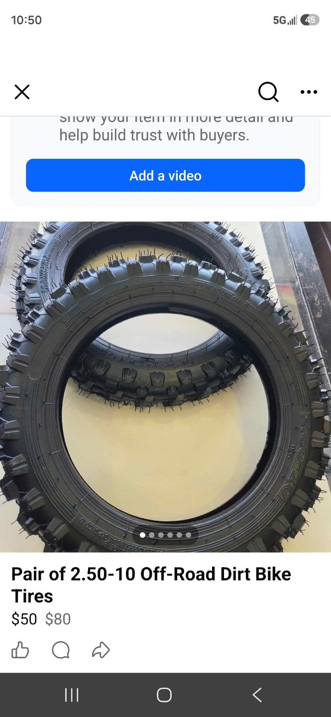 Pair of 2.50-10 Off-Road Dirt Bike Tires - photo 2