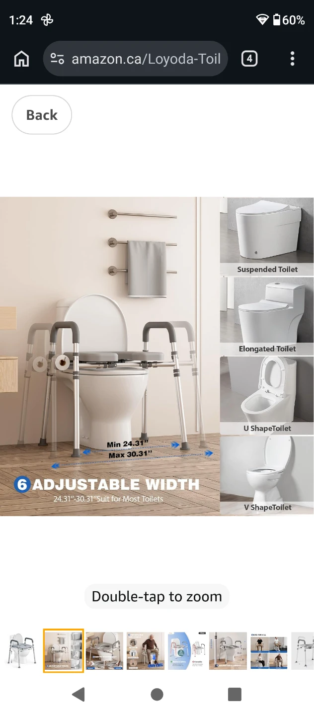TOILET SEAT RISER , PADDED SEAT FOR SENIORS, 350 LB CAPACITY