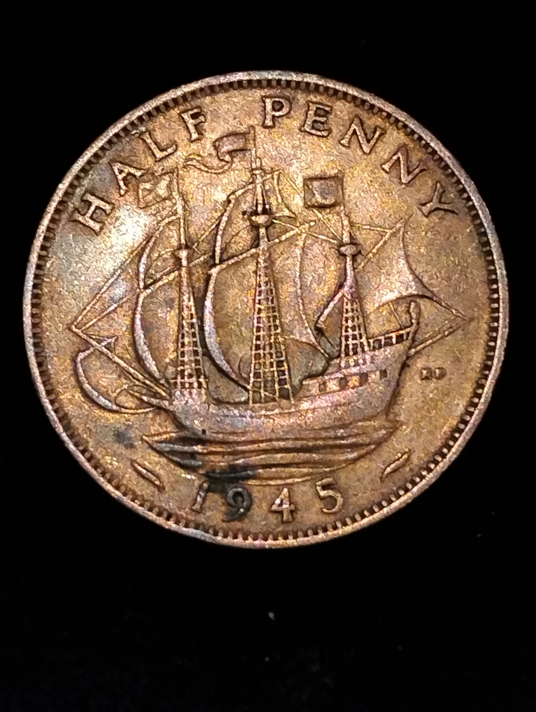 1945 British Half Penny Coin