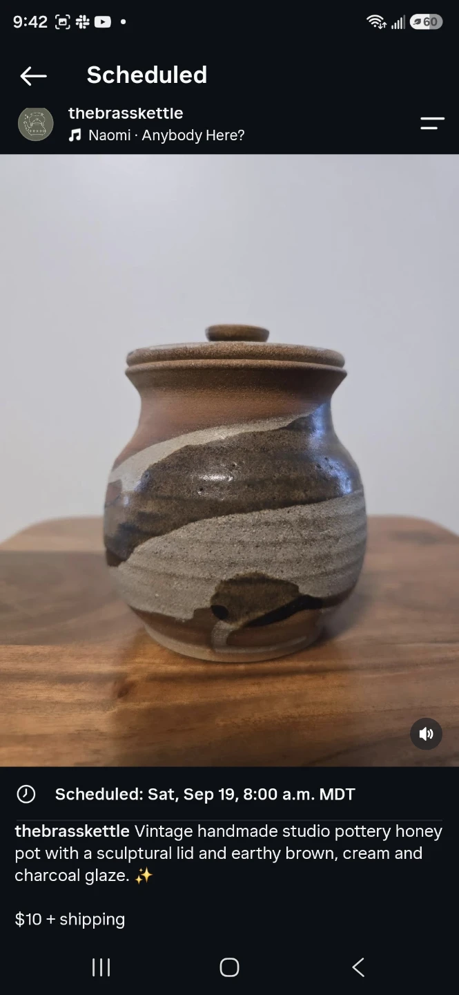 Vintage Handmade Studio Pottery Honey Pot