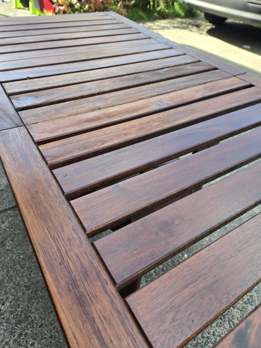Newly refinished ikea solid wood applaro folding patio table - photo 2