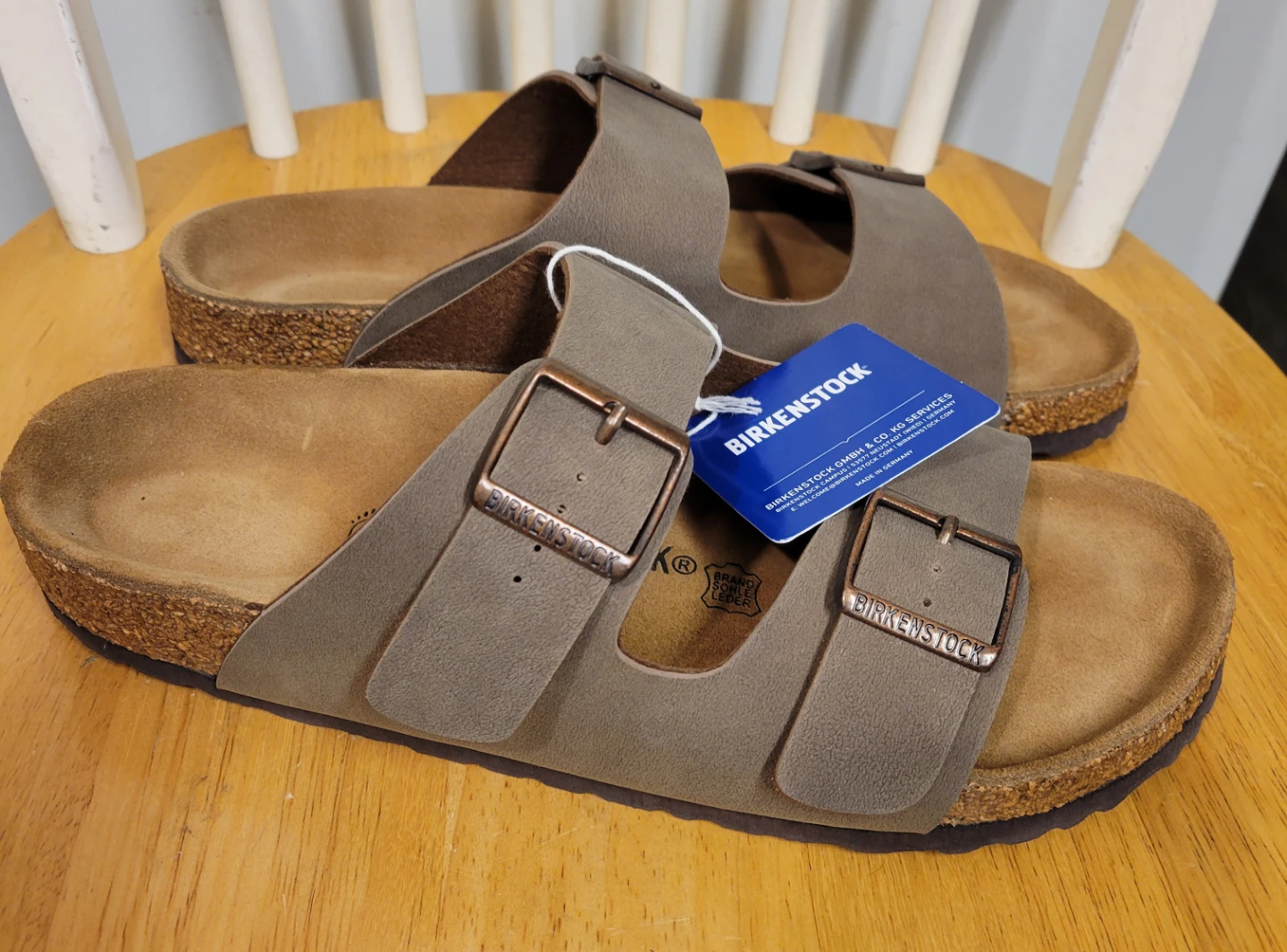 NEW Birkenstock Men Arizona Stone Birkibuc Sandals Size 43 / 10