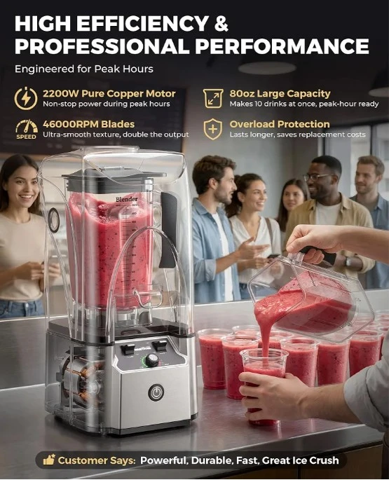WantJoin Professional Commercial Blender 80oz - photo 3
