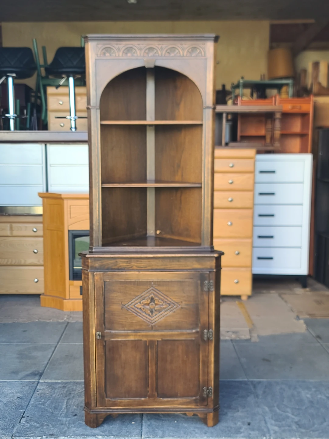 Beautiful vintage Jaycee Furniture corner cabinet