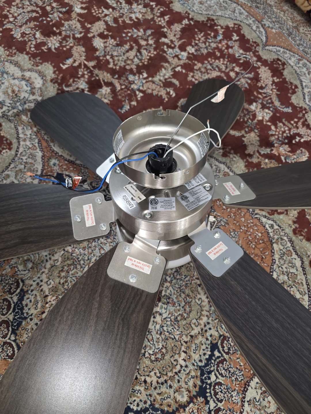 Brushed Nickel Ceiling Fan with Dark Wood Blades - photo 3