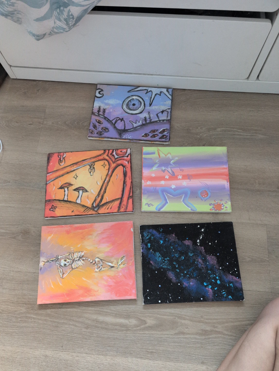 Set of 5 Hand-Painted Canvas Artworks