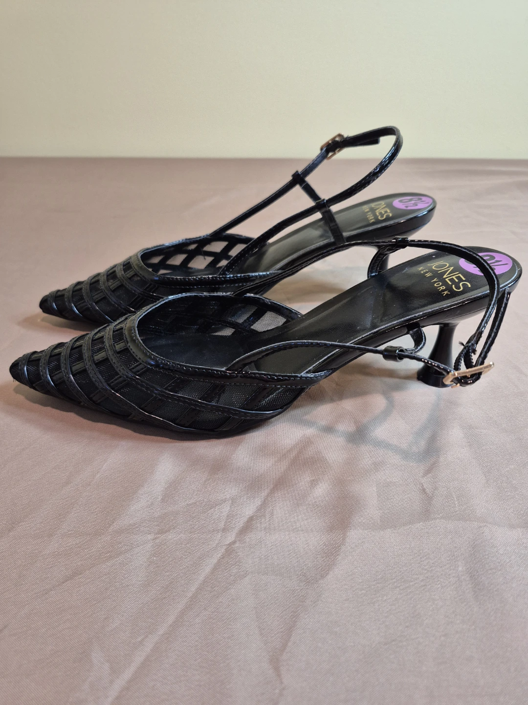 Jones New York Linela Black Mesh Slingback Kitten Heels US8.5 - photo 5