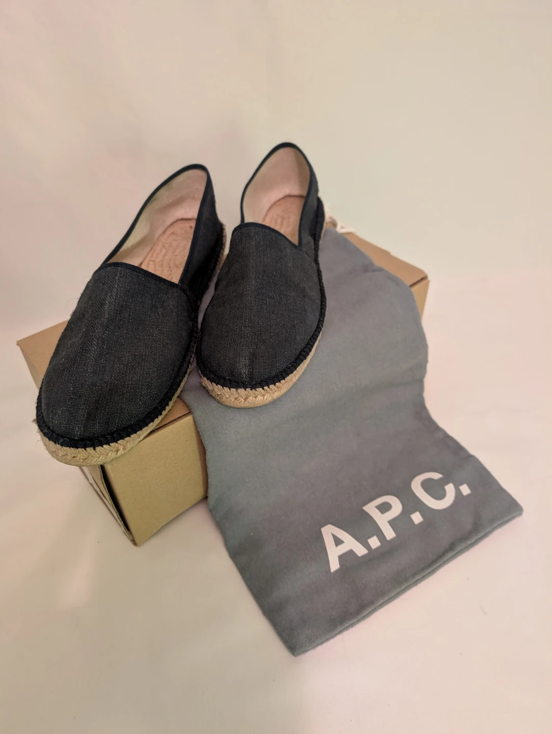 A.P.C. Indigo Denim Espadrilles Size 42