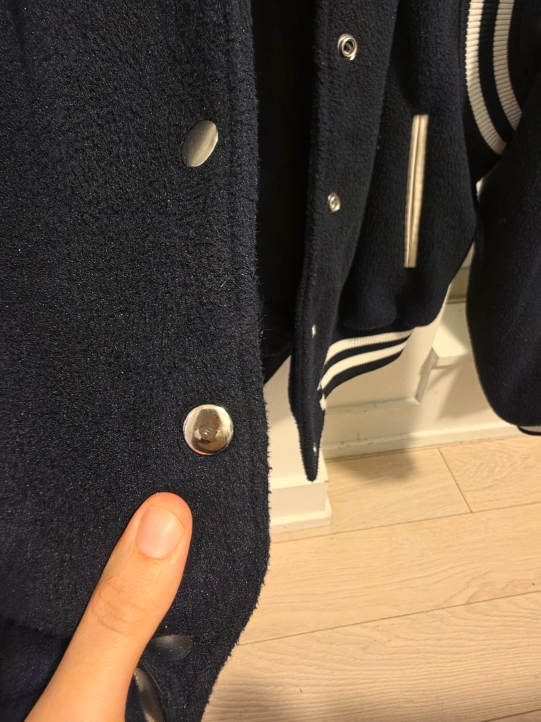 H&M Divided Varsity Bomber Jacket Women Size S,Navy Blue - photo 2