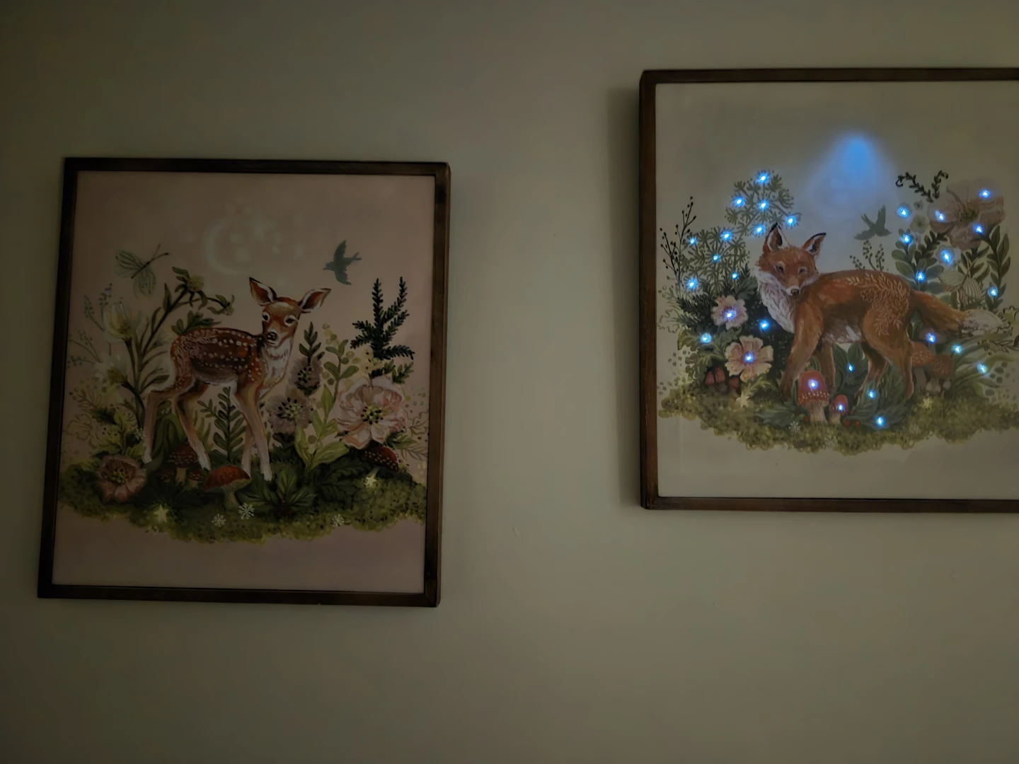 LED Wall Art Pair - Fox and Fawn
