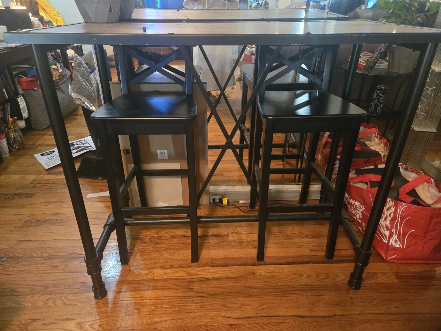 Industrial High Top Table with Two Stools - photo 3