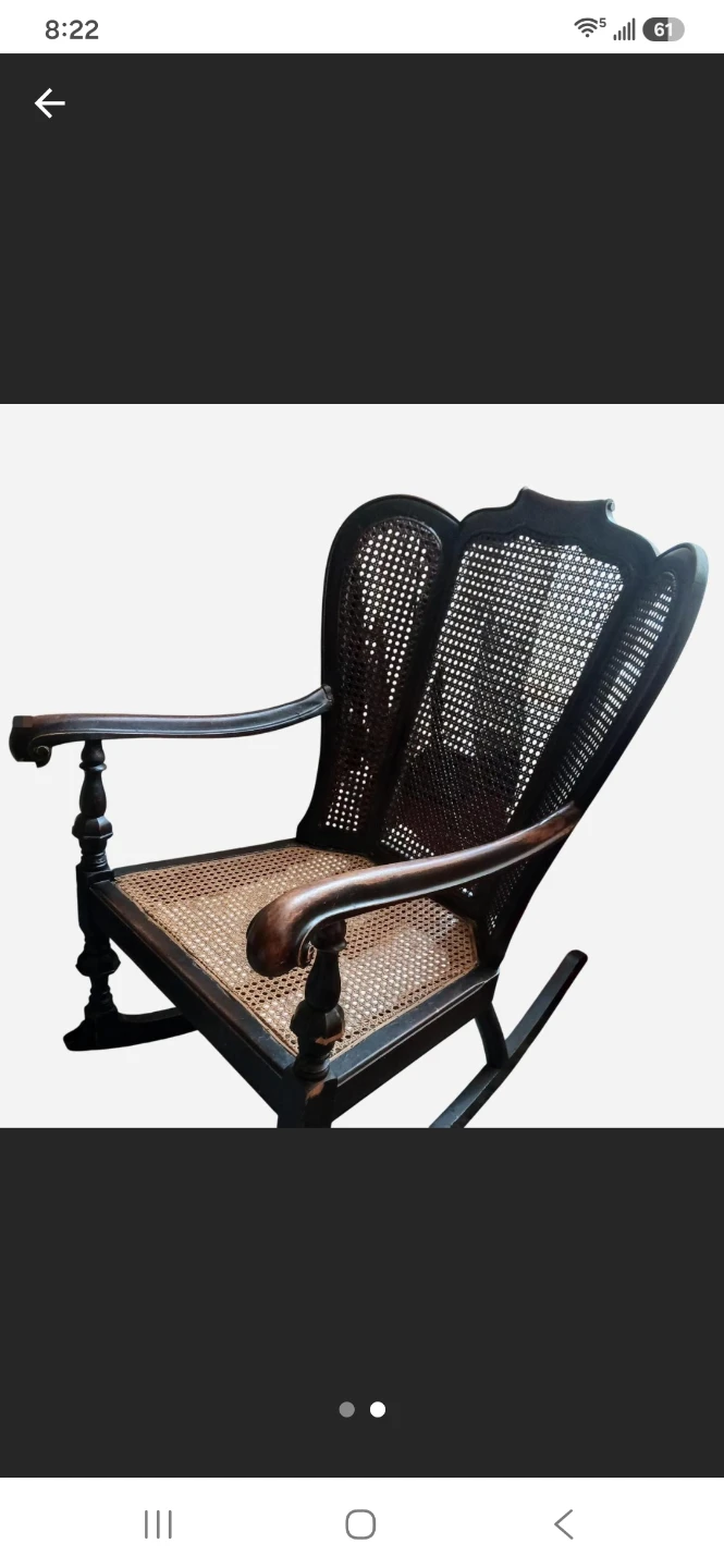 Vintage Black Cane Rocking Chair - photo 2