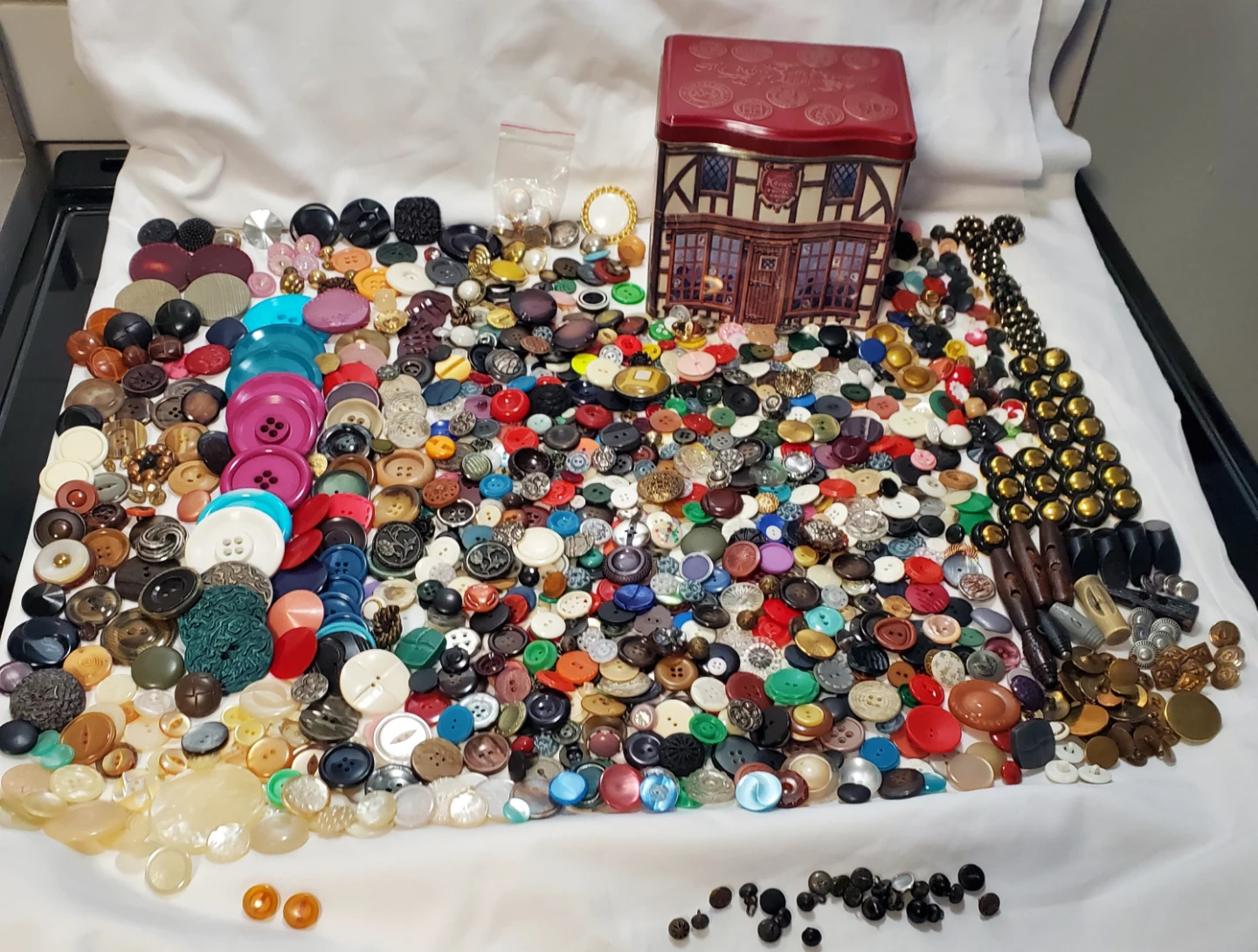 Grandma's Buttons in a Vintage Tin
