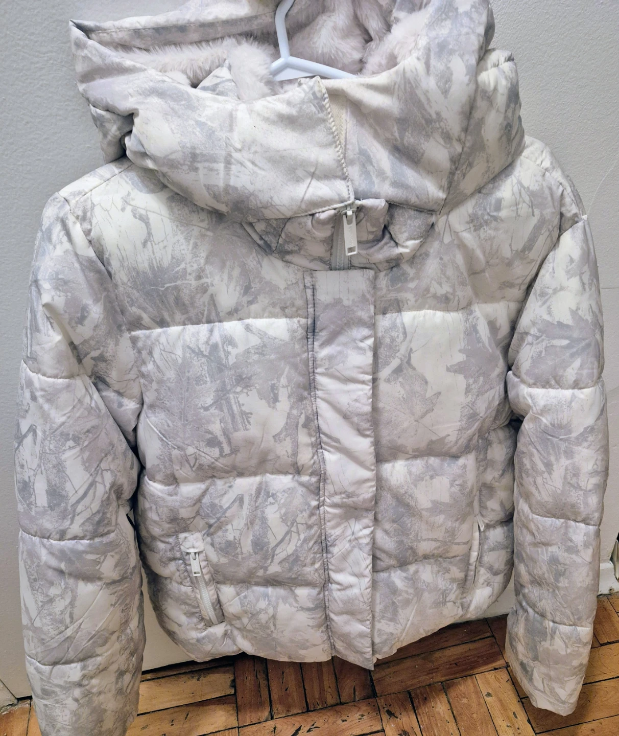 BN)Womens Winter Puffer M/M White/Grey Jacket
