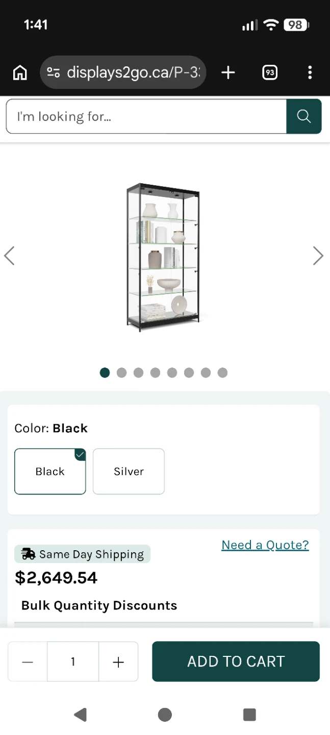 Displays2Go 40" Display Case w/ LED Top & Side Lights, - photo 3
