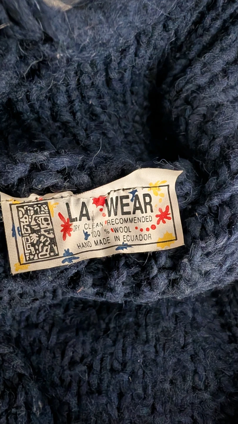 Vintage 1992-93 La Wear Navy Blue Wool Knit Sweater - photo 5