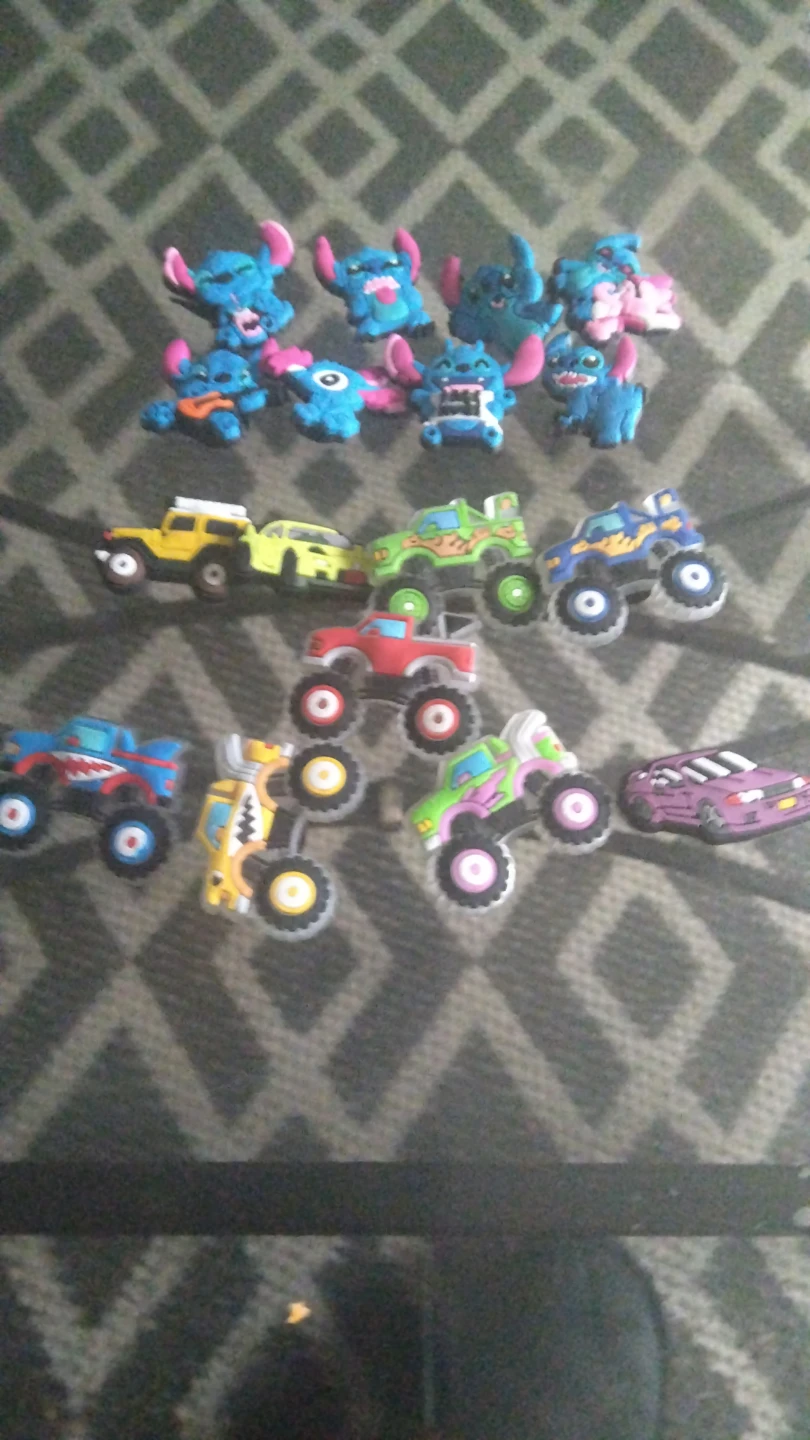 Stitch and Monster Truck Shoe Charms