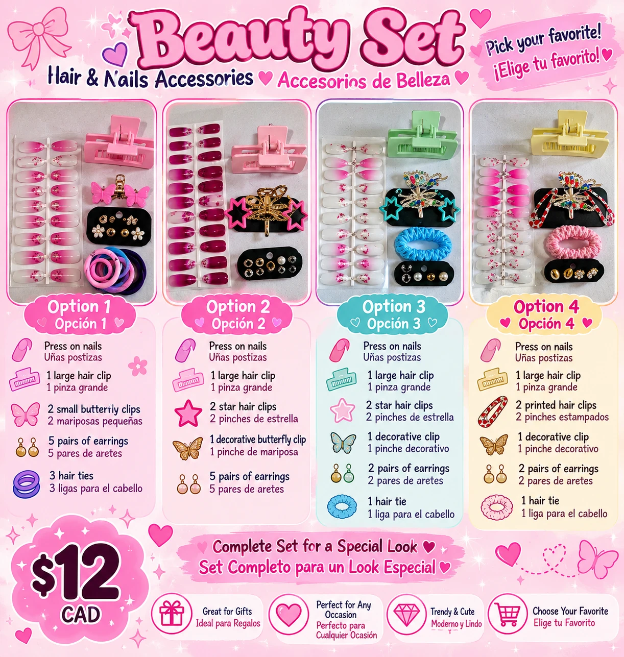 Beauty Gift Sets – Nails, Earrings & Hair Accessories