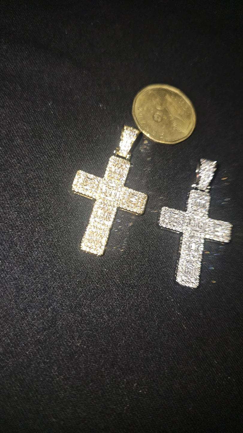 Two Iced Out Baguette Cross Pendants - photo 4