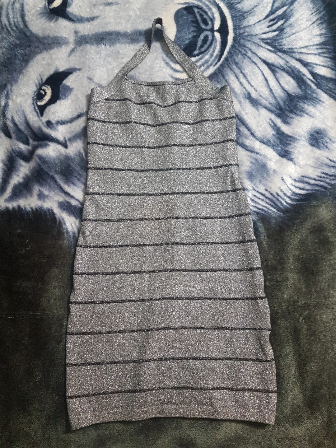 Silver Shimmer Halter Dress
