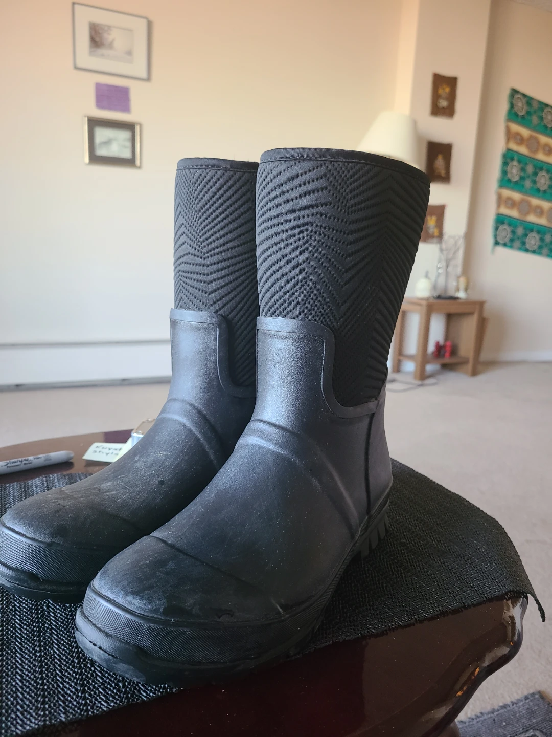 Black Waterproof Rubber Boots Size 9