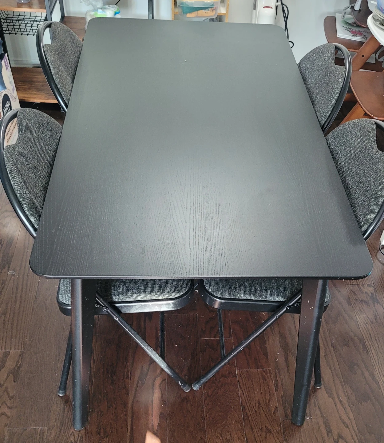 Black Dining Table and Four Chairs