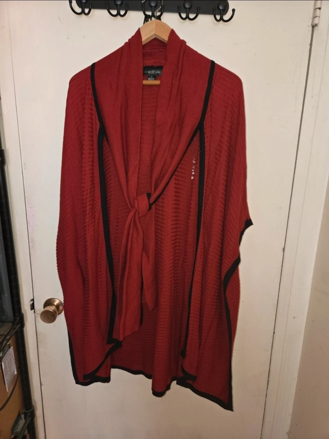 August Silk Long Sweater w/ Wrapping Lapels in a Ladies Plus S